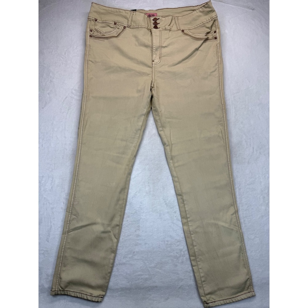 Hailey Made With Love High Rise Jeans Khaki Brown Stitch Detail Size 22 READ